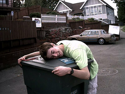 Cameron Hugs A Garbage Can
